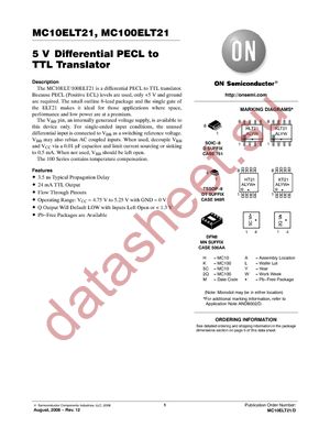 MC100ELT21DG datasheet  